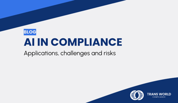 Typographical image that reads: AI in compliance: Applications, challenges and risks