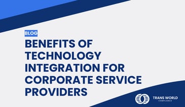 Typographical image that reads: Benefits of Technology Integration for Corporate Service Providers