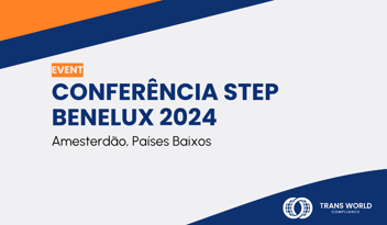 Imagem tipográfica que diz: Conferência STEP Benelux 2024: Amesterdão, Países Baixos