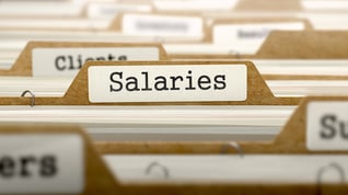 Salaries Concept. Word on Folder Register of Card Index. Selective Focus.